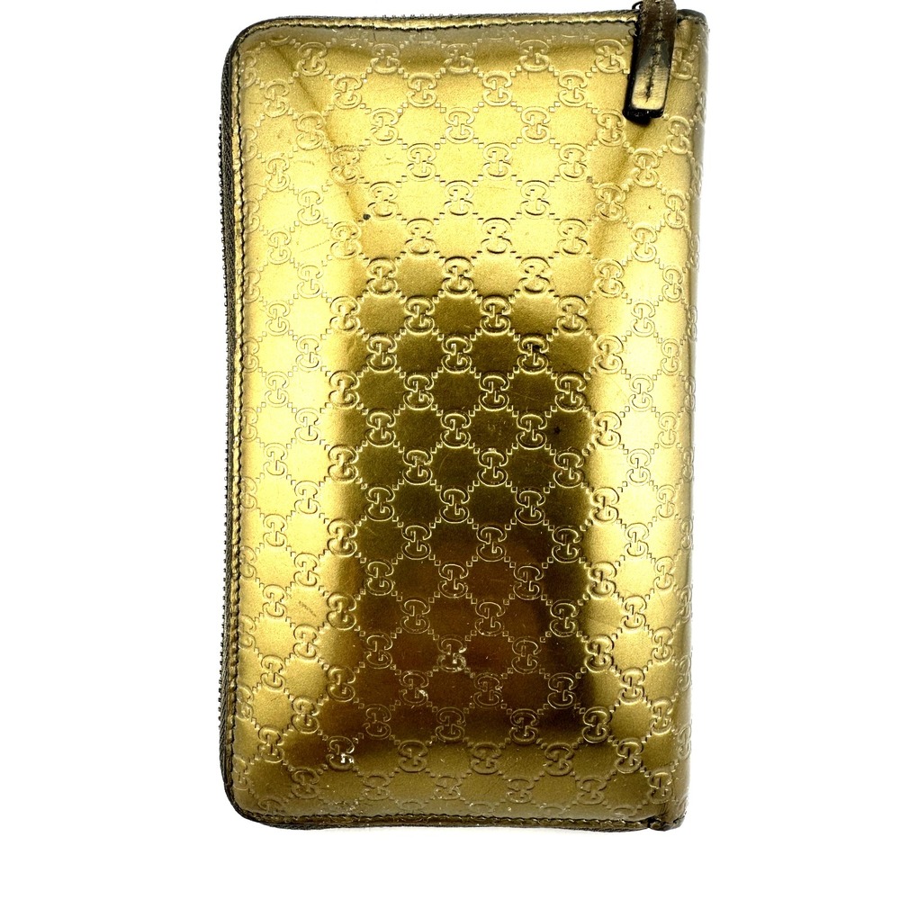 100% Authentic Gucci GG Monogram Gold Leather Zip-Around Wallet – GOOD Condition - Picture 6 of 12